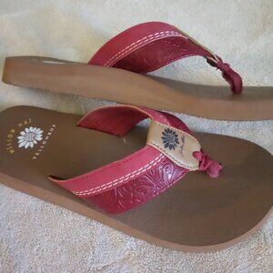 Yellow box red sandals size 7.5